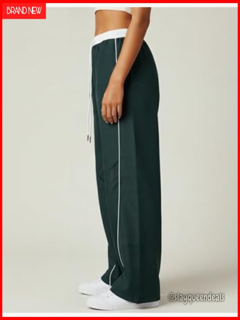 Y2K Baggy Wide Leg Cargo Sweatpants Drawstring Waist Jogger Trousers - Picture 2 of 5